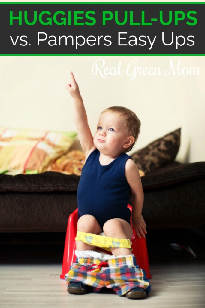 Little boy wearing blue tank top sitting on red potty chair wearing pull-ups