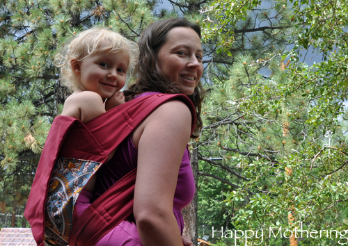 Chrystal wearing Kaylee in a Catbird Baby Mei Tai Carrier