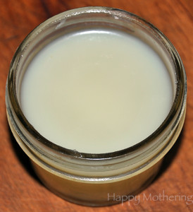 Solidified vapor rub ingredients in a glass jar