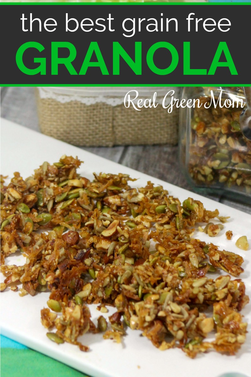 Grain free granola on a white serving platter