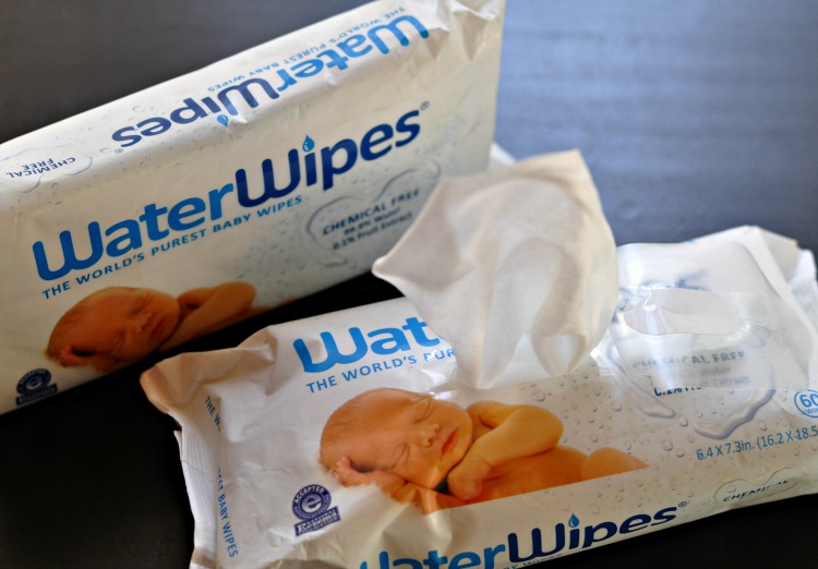 One closed and one open package of WaterWipes baby wipes