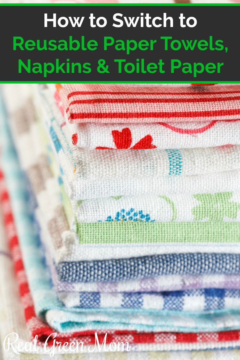 Stack of reusable cloth napkins with colorful patterns