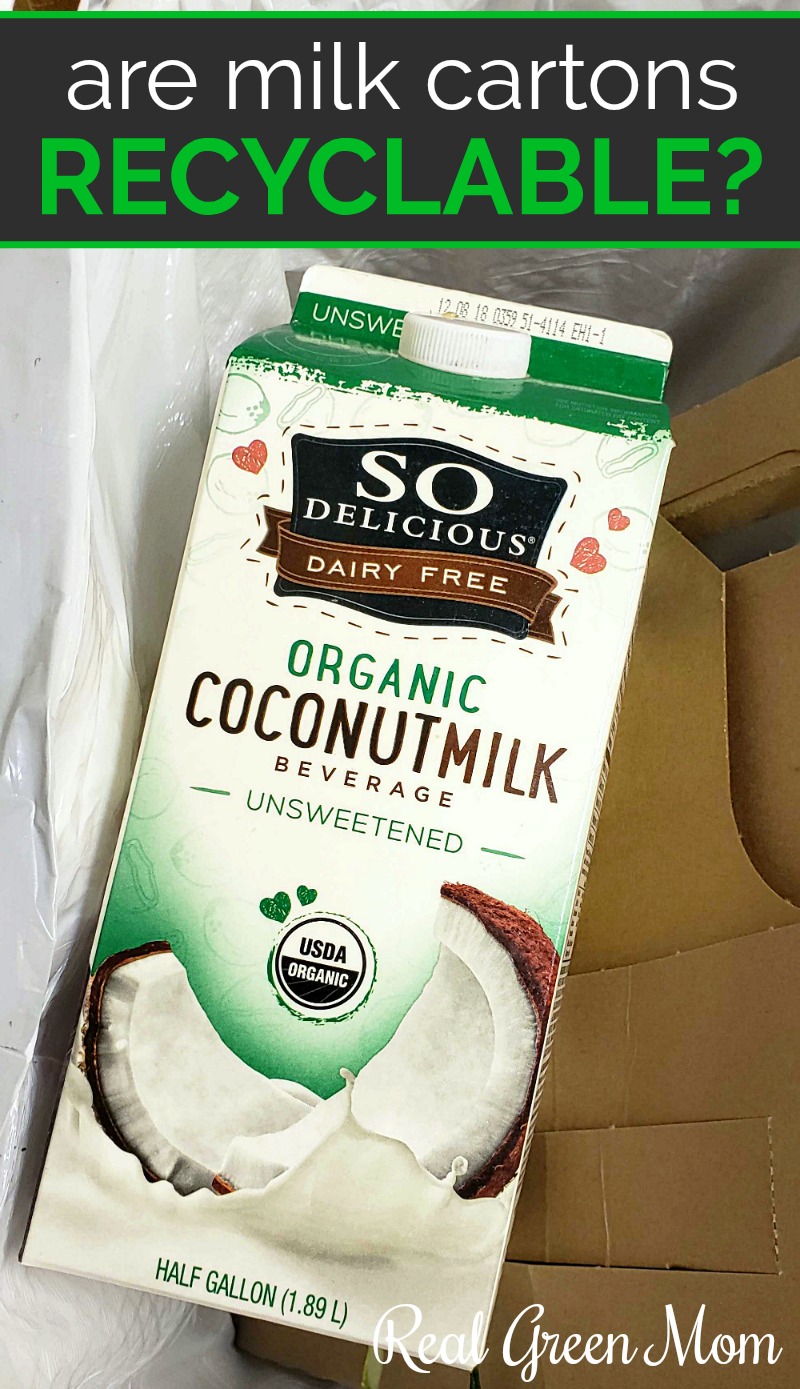 So Delicious Organic Coconut Milk Carton in the recycling bin