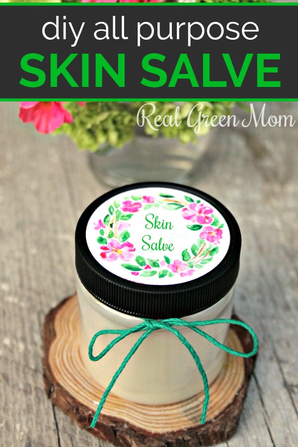 All purpose skin salve on a wood slice on the table