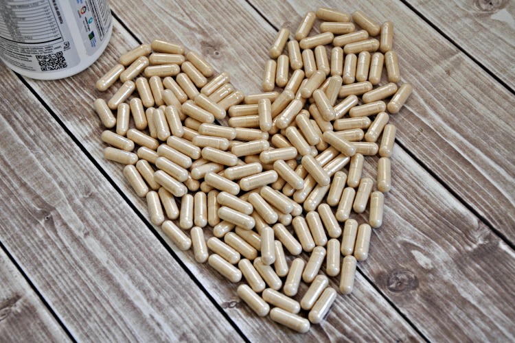 Digestive enzymes on a table in the shape of a heart